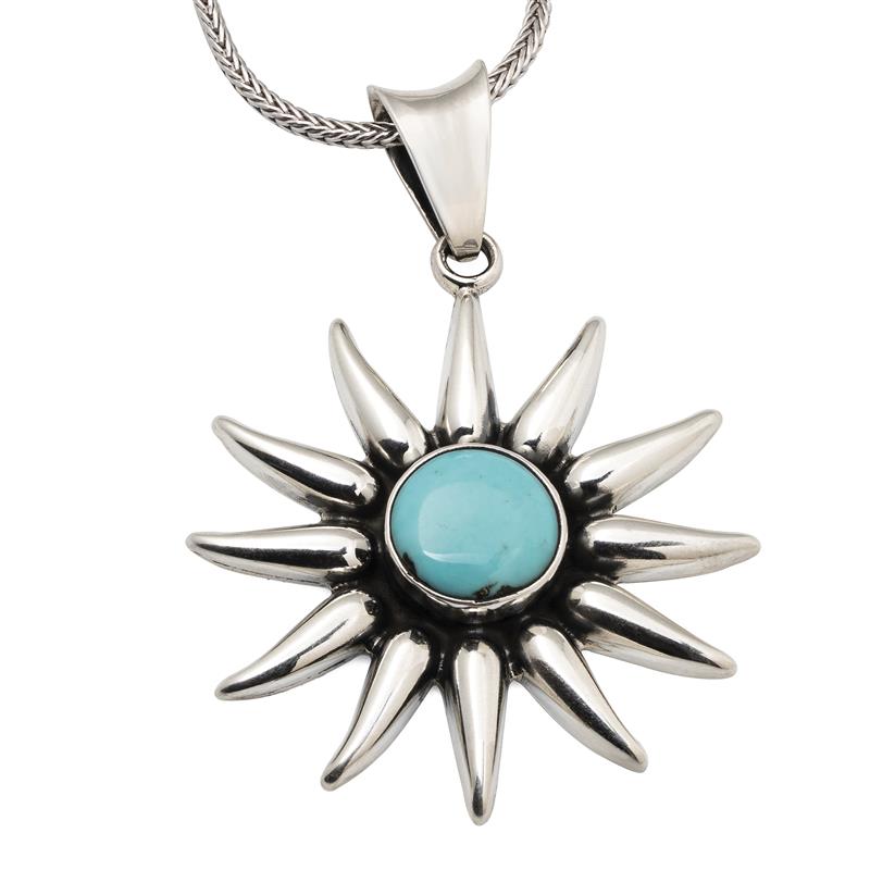 Turquoise Sunburst Pendant & 22